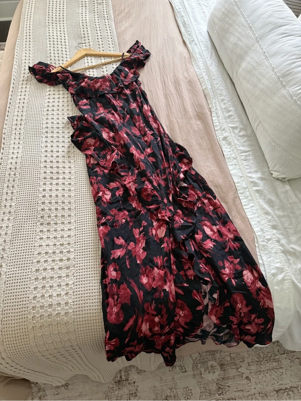 NEW a new day Black Dress with Pink and Red Floral Pattern‎ Size S